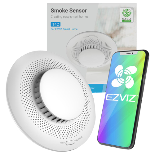 Senzor de fum Smart Home EZVIZ, avertizare optica si acustica, comunicare Wireless ZigBee CS-T4C