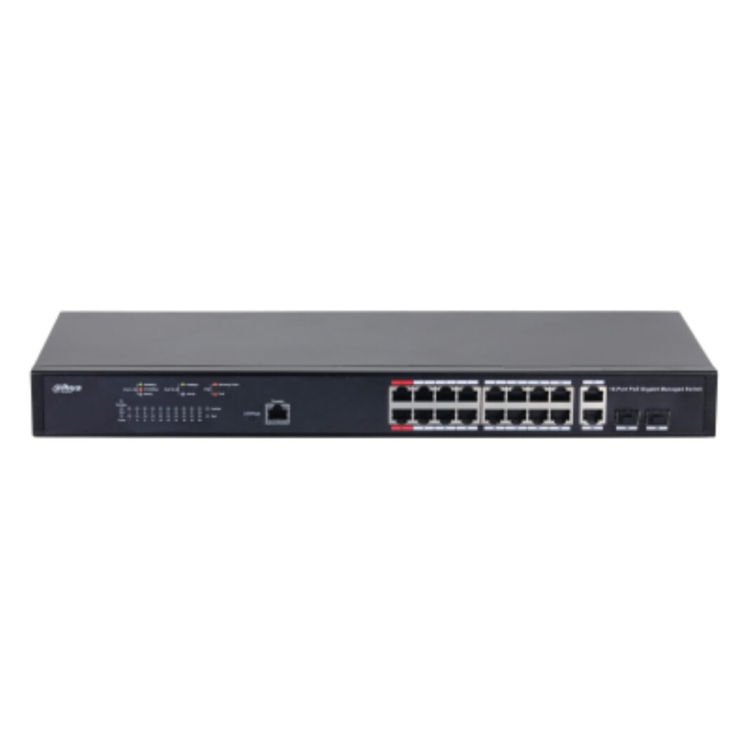 Switch 18 porturi, 16 porturi POE, Gigabit, Port Dahua PFS4218-16GT-130 Switch 18 porturi, 16 porturi POE, Gigabit, Port Dahua PFS4218-16GT-130