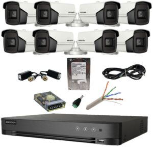 Kit supraveghere Hikvision 8 camere 4in1 8 Megapixeli IR 80m Lentilă 3.6mm DVR Acusense 8 MP Hard Disk 1 TB, Accesorii Kit supraveghere Hikvision 8 camere 4in1 8 Megapixeli IR 80m Lentilă 3.6mm DVR Acusense 8 MP Hard Disk 1 TB, Accesorii