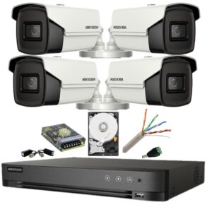 Kit supraveghere 8MP (4k) Hikvision 4 camere IR 80m Lentilă 3.6mm DVR AcuSense 4 canale Smart Playback HDD 2 TB Accesorii Kit supraveghere 8MP (4k) Hikvision 4 camere IR 80m Lentilă 3.6mm DVR AcuSense 4 canale Smart Playback HDD 2 TB Accesorii