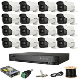 Kit supraveghere Hikvision 16 camere 8MP IR 80M DVR 16 canale AcuSense cu accesorii incluse Kit supraveghere Hikvision 16 camere 8MP IR 80M DVR 16 canale AcuSense cu accesorii incluse