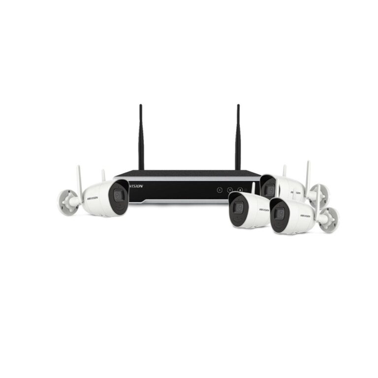 Sistem supraveghere IP WiFi exterior HikVision KIT-HK-WF-4EXT2MP-30IR, 4 camere, 2 MP, audio bidirectional, 4 mm, slot card, IR 30 m