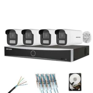 Sistem supraveghere complet 4 camere Hikvision 8MP Smart Dual Light 30m microfon, NVR AcuSense 8 canale, HDD si accesorii instalare incluse Sistem supraveghere complet 4 camere Hikvision 8MP Smart Dual Light 30m microfon, NVR AcuSense 8 canale, HDD si accesorii instalare incluse
