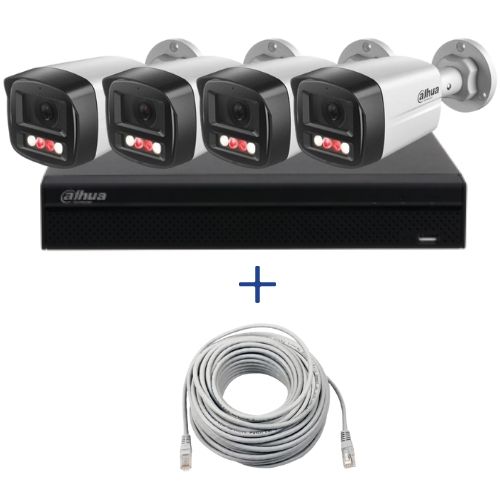 Kit supraveghere Dahua 4 camere 4MP Microfon PoE lentila 2.8mm IR 40m Lumina Alba 30m, NVR WizSense 4 canale PoE 8MP si cablu UTP CAT5 20m Kit supraveghere Dahua 4 camere 4MP Microfon PoE lentila 2.8mm IR 40m Lumina Alba 30m, NVR WizSense 4 canale PoE 8MP si cablu UTP CAT5 20m