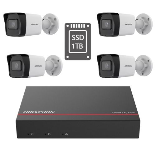 Kit supraveghere video Hikvision 4 Camere IP PoE, 4MP, IR 30m, 2.8mm, NVR PoE, SSD 1TB Kit supraveghere video Hikvision 4 Camere IP PoE, 4MP, IR 30m, 2.8mm, NVR PoE, SSD 1TB