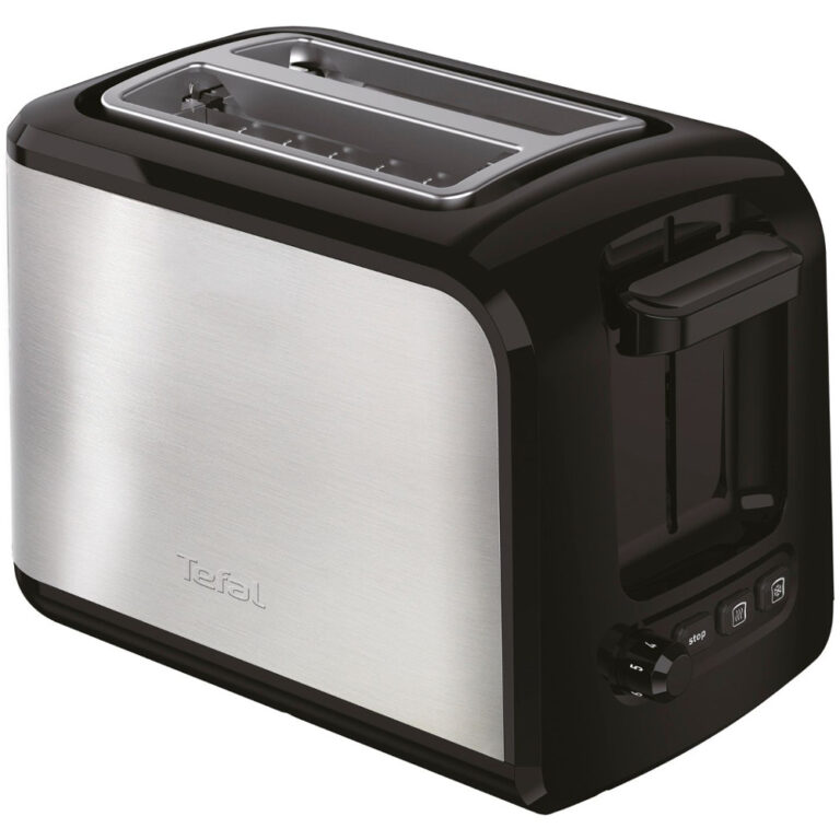 Prajitor de paine Tefal Express TT410D38, 850 W, 2 felii, Negru/Argintiu