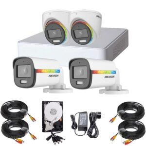 Sistem supraveghere Hikvision ColorVu, 2 camere exterior 2MP WL 20m Audio, 2 camere interior 2MP WL 20m Audio, DVR 4 canale 2MP, Accesorii, HDD 500GB Sistem supraveghere Hikvision ColorVu, 2 camere exterior 2MP WL 20m Audio, 2 camere interior 2MP WL 20m Audio, DVR 4 canale 2MP, Accesorii, HDD 500GB