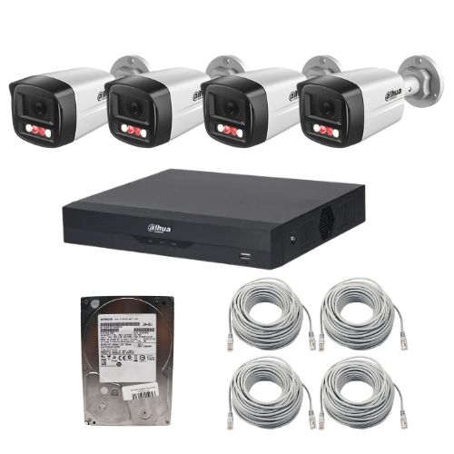 Sistem supraveghere IP Dahua, 4 camere 2MP Dual Light IR 30m, PoE, microfon, NVR 4 canale 16MP WizSense, PoE, HDD 500 GB, cabluri Sistem supraveghere IP Dahua, 4 camere 2MP Dual Light IR 30m, PoE, microfon, NVR 4 canale 16MP WizSense, PoE, HDD 500 GB, cabluri