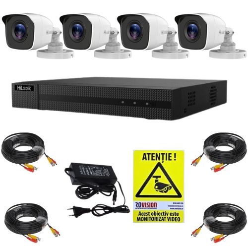 Kit supraveghere Hikvision Hilook, 4 camere 2MP, IR 20m, DVR 4 canale, 4MP, Accesorii, Autocolant Rovision Kit supraveghere Hikvision Hilook, 4 camere 2MP, IR 20m, DVR 4 canale, 4MP, Accesorii, Autocolant Rovision