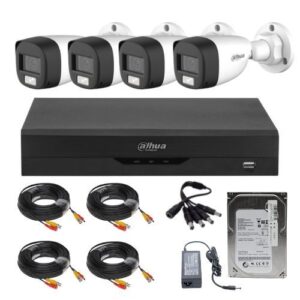 Sistem supraveghere Dahua, 4 camere, 2MP, Dual Light, IR 20m, microfon, DVR 4 canale hibrid, functii AI + HDD 500GB, accesorii Sistem supraveghere Dahua, 4 camere, 2MP, Dual Light, IR 20m, microfon, DVR 4 canale hibrid, functii AI + HDD 500GB, accesorii