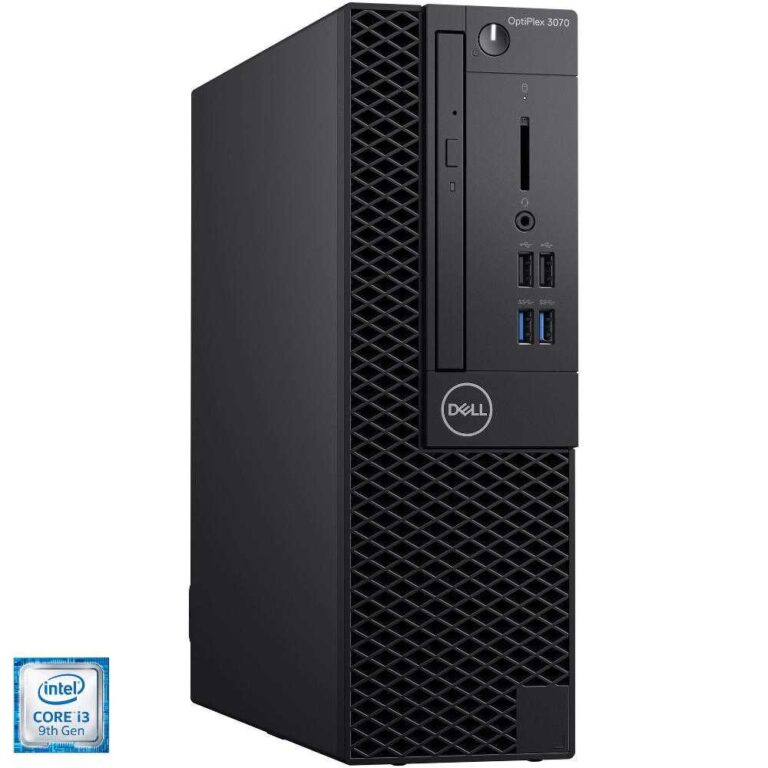 Sistem Desktop PC Dell OptiPlex 3070 SFF, Intel® Core&trade; i3-9100, 8GB DDR4, SSD 256GB, Intel® UHD Graphics, Windows 10 Pro