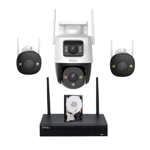Sistem supraveghere Wi-Fi IMOU, 2 camere 5MP Alarma Dual Light 30m Audio, 1 camera rotativa Dual Lens 5+5MP Alarma Dual Light 30m Audio, NVR, Hard 1TB Sistem supraveghere Wi-Fi IMOU, 2 camere 5MP Alarma Dual Light 30m Audio, 1 camera rotativa Dual Lens 5+5MP Alarma Dual Light 30m Audio, NVR, Hard 1TB
