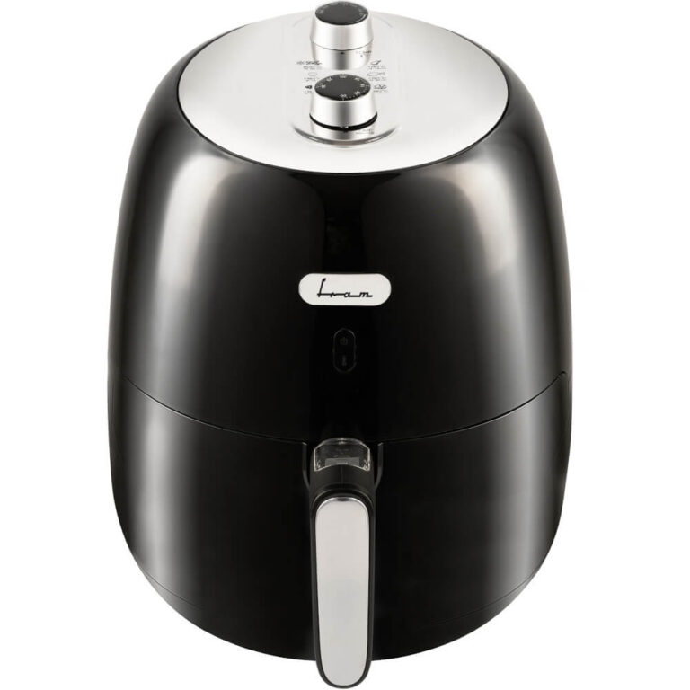 Friteuza cu aer cald Fram FAF-1500BK, 1500 W, 3.2L, Vas detasabil anti-adeziv, Termostat reglabil 80-200˚C, Temporizator 30 min, Protectie supraincalzire, Negru