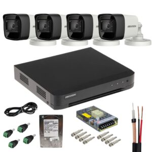 Sistem supraveghere analog Hikvision, 4 camere 8MP, lentila 2.8mm, IR 30m, DVR 4 canale, 8MP, AcuSense, Hard disk 500GB, Accesorii incluse Sistem supraveghere analog Hikvision, 4 camere 8MP, lentila 2.8mm, IR 30m, DVR 4 canale, 8MP, AcuSense, Hard disk 500GB, Accesorii incluse