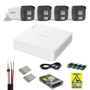 Sistem supraveghere analog Hikvision 4 camere 4K, Dual Light, IR 40m, lentila 2, 8mm, DVR 4 canale, 5MP, tehnologie AcuSense, accesorii montaj, fara HDD Sistem supraveghere analog Hikvision 4 camere 4K, Dual Light, IR 40m, lentila 2, 8mm, DVR 4 canale, 5MP, tehnologie AcuSense, accesorii montaj, fara HDD