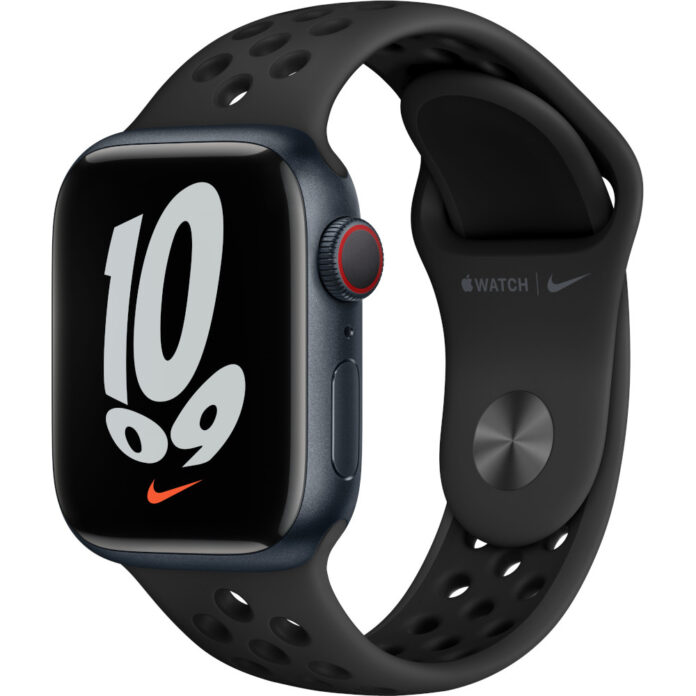 Apple Watch Nike Series 7 GPS + Cellular, 41mm, Midnight Aluminium Case, Anthracite/Black Nike Sport Band Apple Watch Nike Series 7 GPS + Cellular, 41mm, Midnight Aluminium Case, Anthracite/Black Nike Sport Band