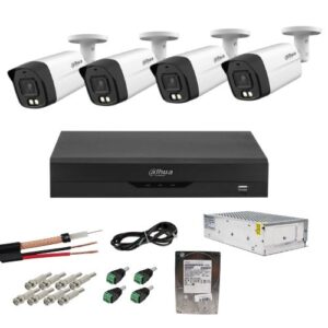 Sistem Supraveghere Analog Dahua cu 4 Camere 2MP Dual Light IR+WL 40m, Lentila 3.6mm, Audio, DVR 4 Canale, HDD 500GB, Accesorii Montaj Sistem Supraveghere Analog Dahua cu 4 Camere 2MP Dual Light IR+WL 40m, Lentila 3.6mm, Audio, DVR 4 Canale, HDD 500GB, Accesorii Montaj