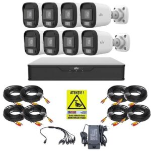 Sistem supraveghere 8 camere Uniview, 5MP, ColorHunter, 5MP 2K+, Lumina Alba 20m, Vedere color pe timp de noapte, DVR 8 canale, Accesorii montaj, Vizualizare de pe telefon Sistem supraveghere 8 camere Uniview, 5MP, ColorHunter, 5MP 2K+, Lumina Alba 20m, Vedere color pe timp de noapte, DVR 8 canale, Accesorii montaj, Vizualizare de pe telefon