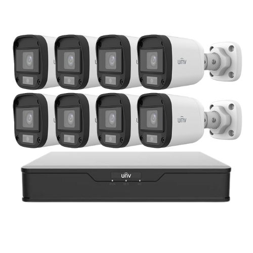 Sistem supraveghere Uniview, 8 camere 5MP, Imagini color noaptea, Lumina Alba 20m, DVR 8 canale 5MP