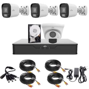 Kit supraveghere 3 mini camere Uniview, ColorHunter, 5MP 2K+, Lumina Alba 20m, Vedere color pe timp de noapte, 1 camera dome 2MP, IR 20m, Microfon, Accesorii montaj, Vizualizare de pe telefon Kit supraveghere 3 mini camere Uniview, ColorHunter, 5MP 2K+, Lumina Alba 20m, Vedere color pe timp de noapte, 1 camera dome 2MP, IR 20m, Microfon, Accesorii montaj, Vizualizare de pe telefon