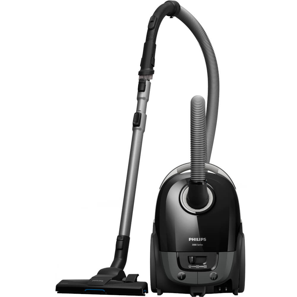 Aspirator cu sac Philips Seria 3000 XD3112/09, 900 W, 3 L, Multi-suprafete, Filtru anti-alergeni, Perie integrata, Cap TriActive, Negru Aspirator cu sac Philips Seria 3000 XD3112/09, 900 W, 3 L, Multi-suprafete, Filtru anti-alergeni, Perie integrata, Cap TriActive, Negru