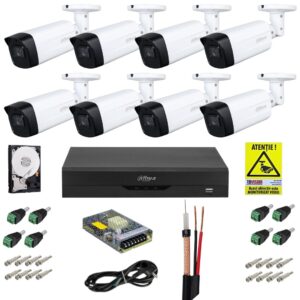 Sistem supraveghere Dahua cu functii inteligente, 8 camere 4K 8MP, lentila 3.6mm, IR 80m, DVR WizSense, Accesorii incluse Sistem supraveghere Dahua cu functii inteligente, 8 camere 4K 8MP, lentila 3.6mm, IR 80m, DVR WizSense, Accesorii incluse