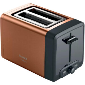 Prajitor de paine Bosch DesignLine TAT4P429, 970 W, 2 felii de paine, Centrare automata a feliilor, Tava firmituri detasabila, Suport chifle, Cupru Prajitor de paine Bosch DesignLine TAT4P429, 970 W, 2 felii de paine, Centrare automata a feliilor, Tava firmituri detasabila, Suport chifle, Cupru