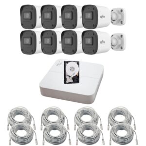 Sistem supraveghere IP Uniview, 8 camere, 4MP, PoE, IR 30m, Microfon, DVR 8 canale, Accesorii montaj Sistem supraveghere IP Uniview, 8 camere, 4MP, PoE, IR 30m, Microfon, DVR 8 canale, Accesorii montaj