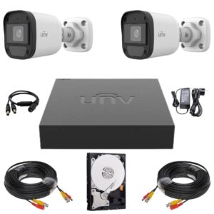 Sistem supraveghere Uniview, 2 camere, 2MP Full HD, Microfon, Infrarosu 20m, DVR, Accesorii montaj incluse Sistem supraveghere Uniview, 2 camere, 2MP Full HD, Microfon, Infrarosu 20m, DVR, Accesorii montaj incluse