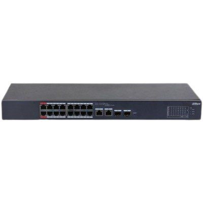 Switch PoE Dahua 16+2 Port, PoE 16x RJ45 10/100, Combo: 2x RJ45 10/100/1000 2x SFP 1000, 135 W, Cloud Management Switch PoE Dahua 16+2 Port, PoE 16x RJ45 10/100, Combo: 2x RJ45 10/100/1000 2x SFP 1000, 135 W, Cloud Management