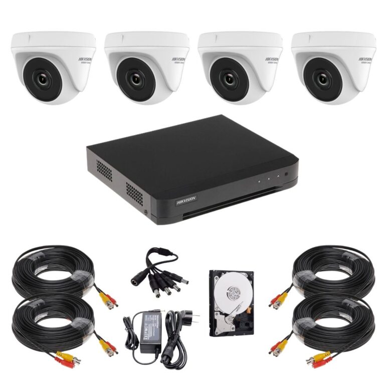 Sistem supraveghere Hikvision HiWatch, 4 camere, 5MP, Infrarosu 20m, DVR 4 canale, HDD 500GB, Accesorii montaj