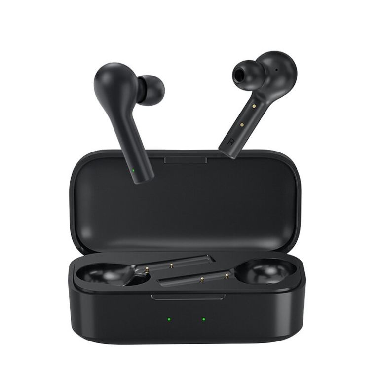 Casti wireless semi-in-ear QCY T5 TWS cu cutie de incarcare si transport de 380mAh, Bluetooth v5.0, IPX4, Alb