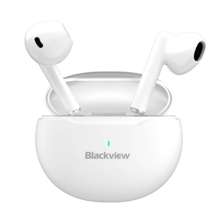 Casti wireless  in-ear Blackview AirBuds 6 TWS Alb cu cutie de incarcare, Control tactil, Bluetooth v5.3, IPX7