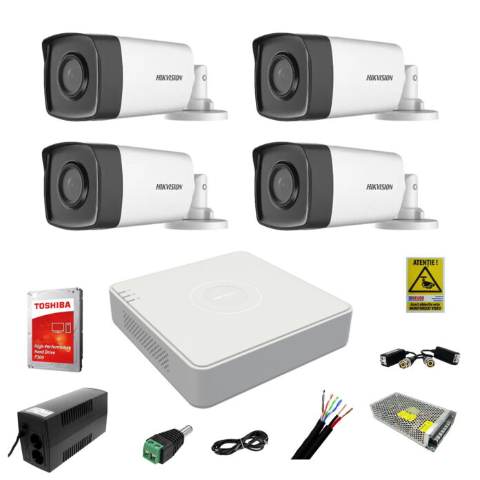 Kit sistem complet 4 camere supraveghere exterior HIKVISION FULL HD 80 m IR hard 1Tb Kit sistem complet 4 camere supraveghere exterior HIKVISION FULL HD 80 m IR hard 1Tb