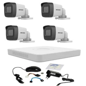 Kit supraveghere video 5 MP Hikvision Turbo HD cu 4 camere DVR 4 canale si cadou cablu HDMI vizualizare pe telefon mobil Kit supraveghere video 5 MP Hikvision Turbo HD cu 4 camere DVR 4 canale si cadou cablu HDMI vizualizare pe telefon mobil