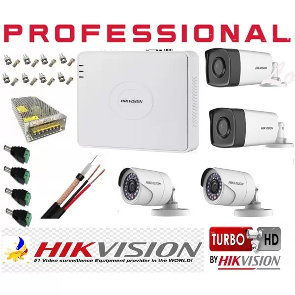 Kit supraveghere 4 camere Hikvision 2MP 2 camere IR40m si 2 Camere IR 20m , cu accesorii Kit supraveghere 4 camere Hikvision 2MP 2 camere IR40m si 2 Camere IR 20m , cu accesorii