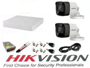 Sistem supraveghere video Hikvision 2 camere 5MP Turbo HD IR 80M cu DVR Hikvision 4 canale full accesorii cablu coaxial Sistem supraveghere video Hikvision 2 camere 5MP Turbo HD IR 80M cu DVR Hikvision 4 canale full accesorii cablu coaxial