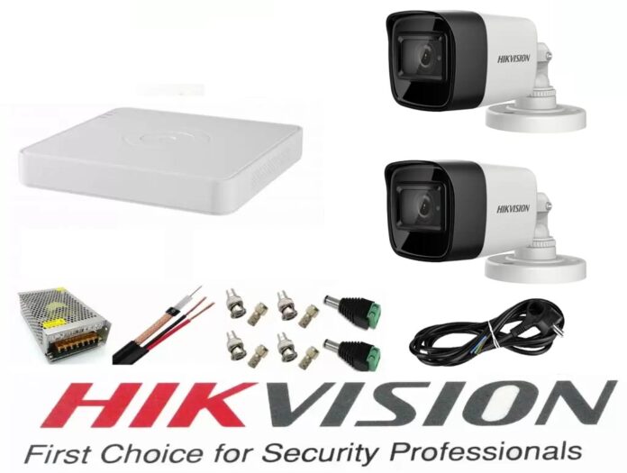 Sistem supraveghere video Hikvision 2 camere 5MP Turbo HD IR 80M cu DVR Hikvision 4 canale full accesorii cablu coaxial Sistem supraveghere video Hikvision 2 camere 5MP Turbo HD IR 80M cu DVR Hikvision 4 canale full accesorii cablu coaxial