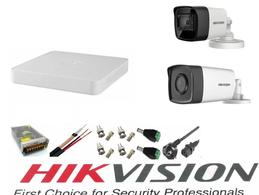 Sistem supraveghere video Hikvision 2 camere 5MP Turbo HD IR80m si IR40m DVR Hikvision 4 canale full accesorii Sistem supraveghere video Hikvision 2 camere 5MP Turbo HD IR80m si IR40m DVR Hikvision 4 canale full accesorii