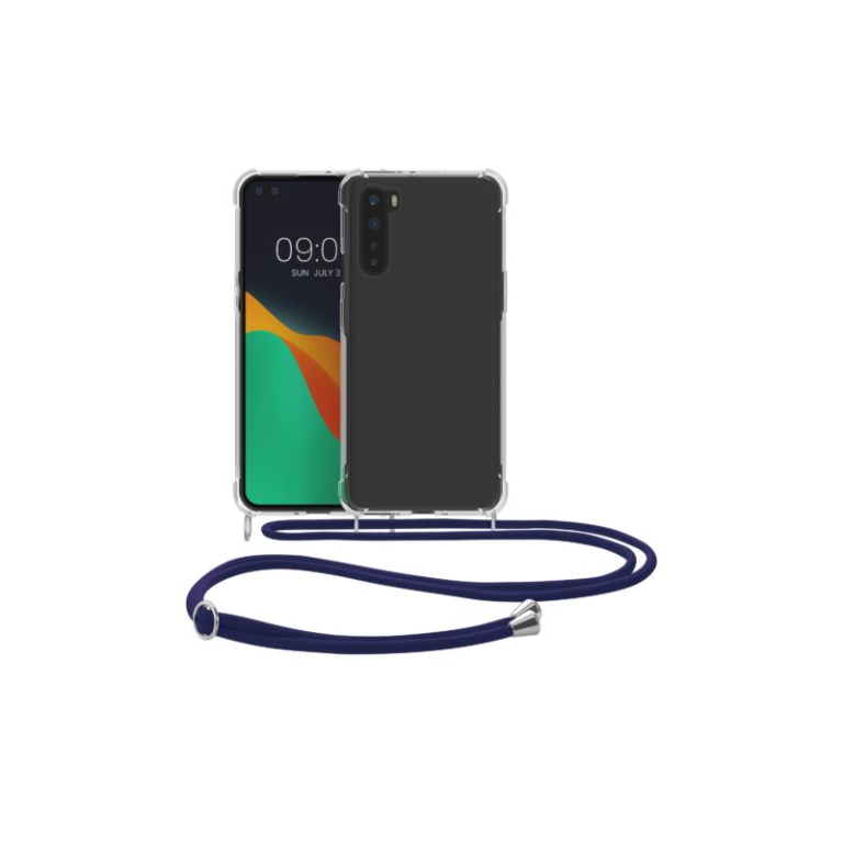 Husa Kwmobile pentru OnePlus Nord, Silicon, Transparent/Albastru, 51875.04