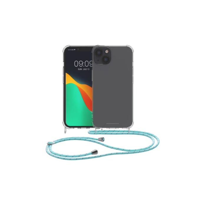 Husa Kwmobile pentru Apple iPhone 13, Silicon, Transparent/Verde, 55949.23 Husa Kwmobile pentru Apple iPhone 13, Silicon, Transparent/Verde, 55949.23