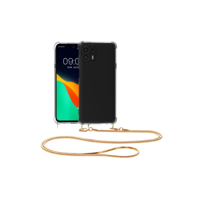 Husa Kwmobile pentru Motorola Edge 20 Lite, Silicon, Transparent/Auriu, 59573.21 Husa Kwmobile pentru Motorola Edge 20 Lite, Silicon, Transparent/Auriu, 59573.21