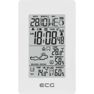 Statie meteo interior-exterior ECG MS 100 White, senzor extern fara fir, LCD, ceas, alarma Statie meteo interior-exterior ECG MS 100 White, senzor extern fara fir, LCD, ceas, alarma