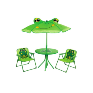 Set mobilier pentru gradina pliabil pentru copii MCT Garden, compus din 1 masa cu umbrela, 2 scaune, Galben Set mobilier pentru gradina pliabil pentru copii MCT Garden, compus din 1 masa cu umbrela, 2 scaune, Galben