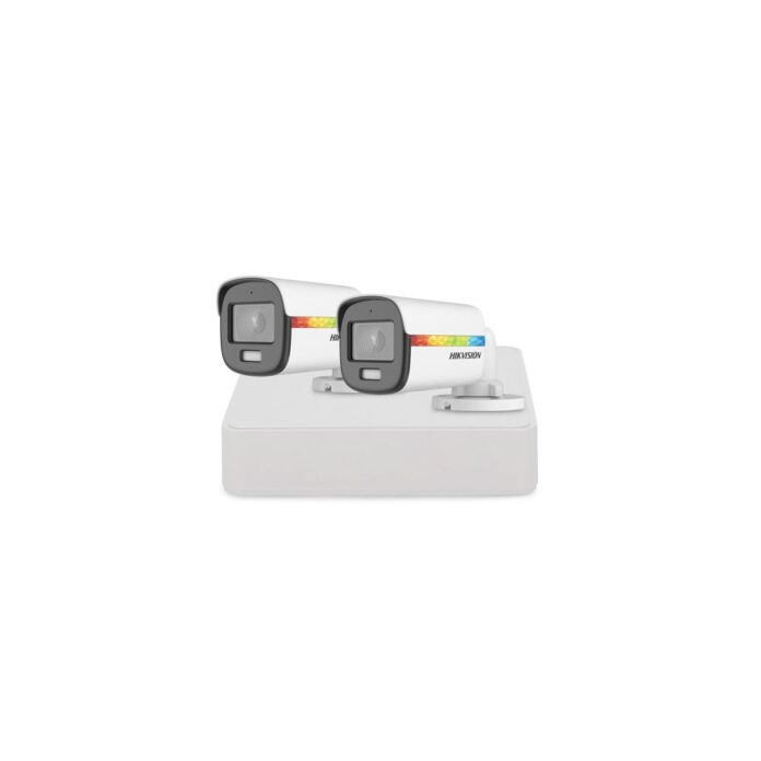 Sistem supraveghere exterior basic HikVision, 2 camere, 2 MP, lumina alba 20 m, 2.8 mm, microfon Sistem supraveghere exterior basic HikVision, 2 camere, 2 MP, lumina alba 20 m, 2.8 mm, microfon