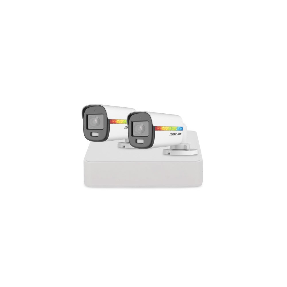 Sistem supraveghere exterior basic HikVision, 2 camere, 2 MP, lumina alba 20 m, 2.8 mm, microfon Sistem supraveghere exterior basic HikVision, 2 camere, 2 MP, lumina alba 20 m, 2.8 mm, microfon