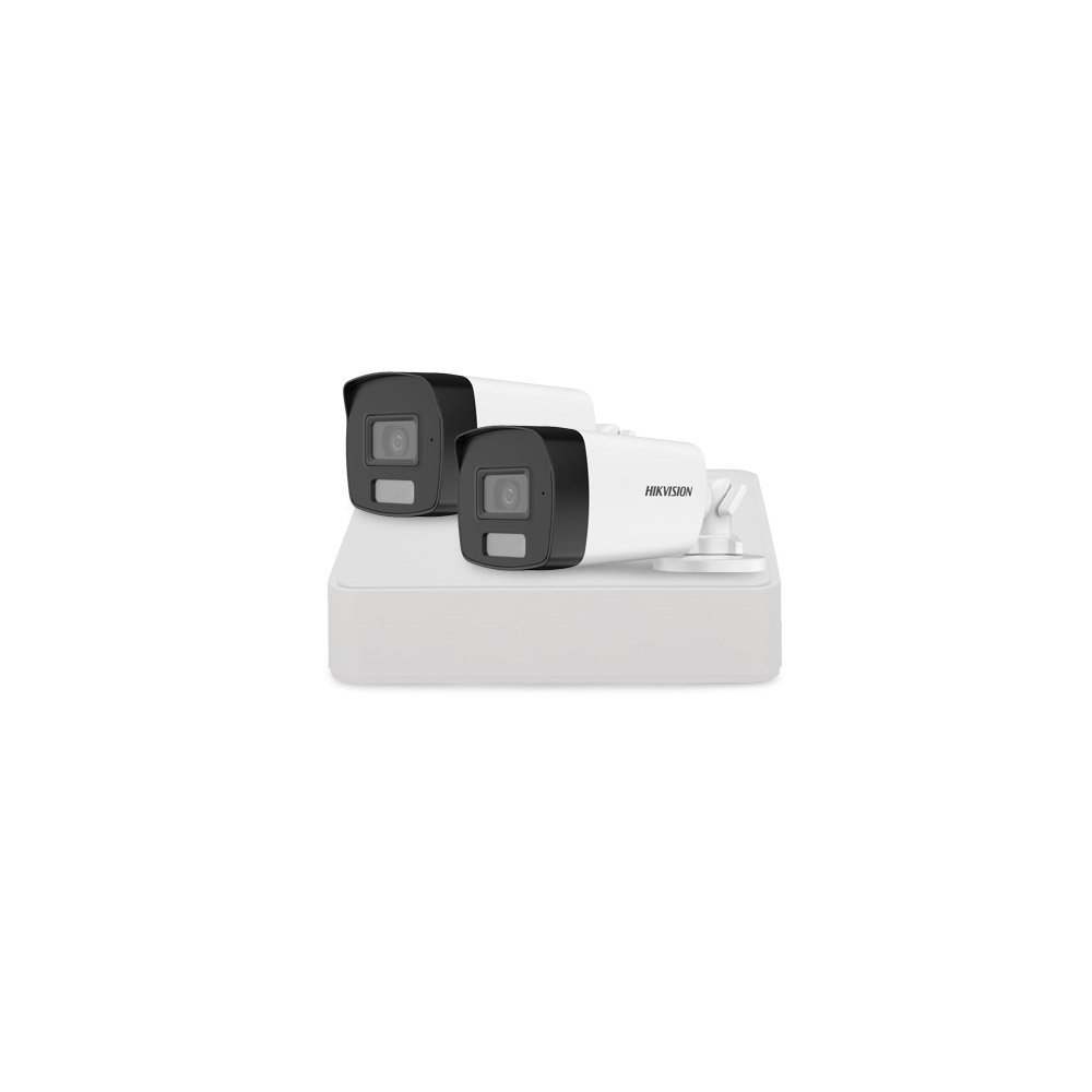 Sistem supraveghere exterior basic HikVision, 2 camere, 2 MP, IR 40 m, lumina alba 40 m, 2.8 mm, microfon Sistem supraveghere exterior basic HikVision, 2 camere, 2 MP, IR 40 m, lumina alba 40 m, 2.8 mm, microfon
