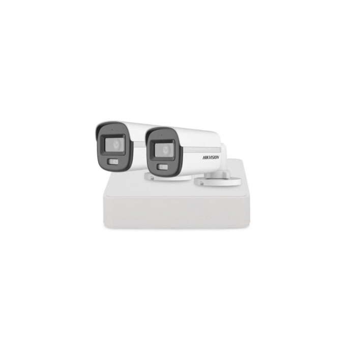 Sistem supraveghere exterior basic HikVision, 2 camere, 2 MP, 2.8 mm, IR/lumina alba 20 m, microfon Sistem supraveghere exterior basic HikVision, 2 camere, 2 MP, 2.8 mm, IR/lumina alba 20 m, microfon