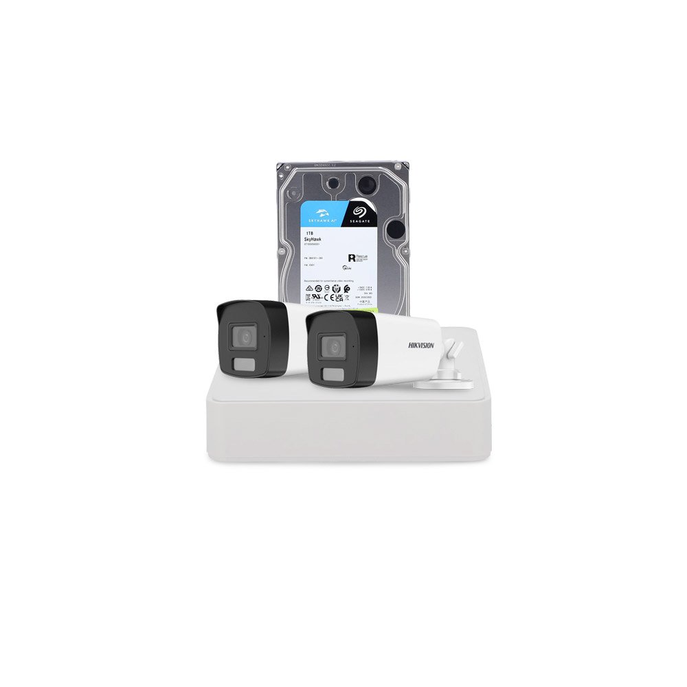 Sistem supraveghere exterior cu HDD 1 TB HikVision, 2 camere, 2 MP, IR 40 m, lumina alba 40 m, 2.8 mm, microfon Sistem supraveghere exterior cu HDD 1 TB HikVision, 2 camere, 2 MP, IR 40 m, lumina alba 40 m, 2.8 mm, microfon