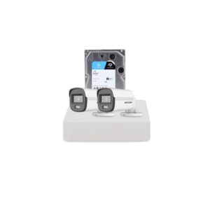 Sistem supraveghere exterior cu HDD 1 TB HikVision, 2 camere, 2 MP, 2.8 mm, IR/lumina alba 20 m, microfon Sistem supraveghere exterior cu HDD 1 TB HikVision, 2 camere, 2 MP, 2.8 mm, IR/lumina alba 20 m, microfon